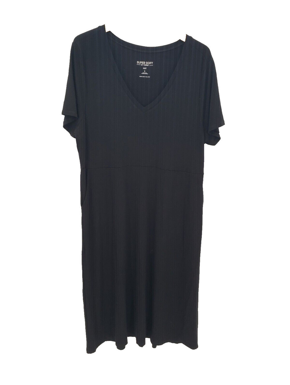 Torrid Super Soft Knit Dress Black Size 1X 14/16 Short Sleeve V Neck